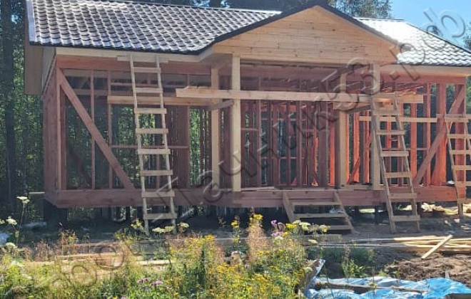 4 Каркасно-щитовой дом Д-3, 9x8.5м, 67.5 М², Ленинградская область, Лодейнопольский район, деревня Новая слобода (19)